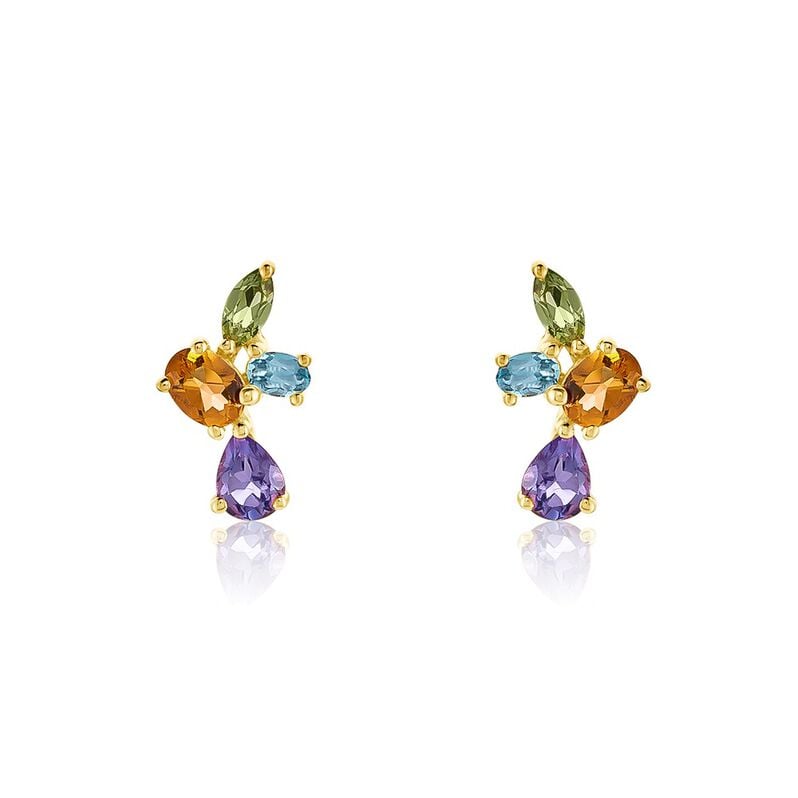 Boucles D'oreilles Puces Hortense Or Jaune Citrine Améthyste Topaze - Spannringe Damen | OROVIVO