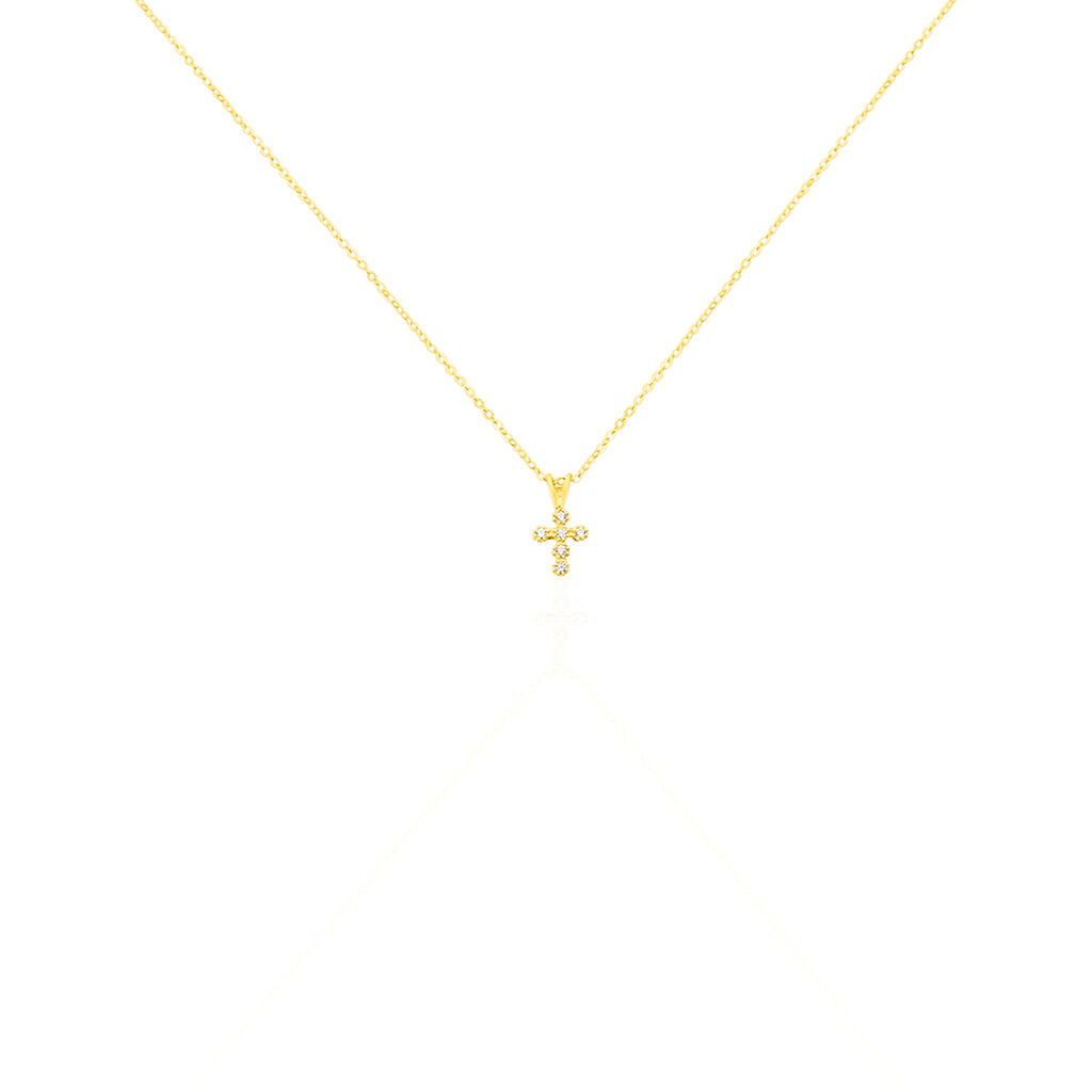 Familie Collier Gold 375 Zirkonia Religiöses Kreuz Enke - Halsketten Familie | OROVIVO
