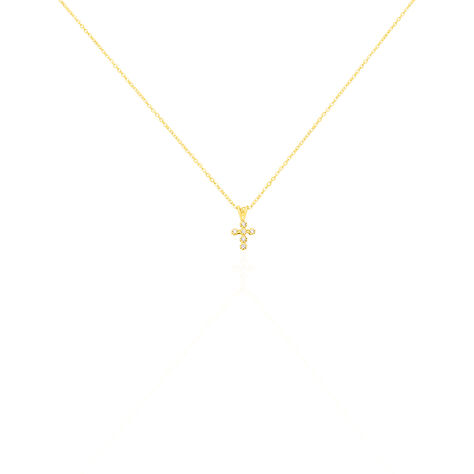 Familie Collier Gold 375 Zirkonia Religiöses Kreuz Enke - Halsketten  | OROVIVO