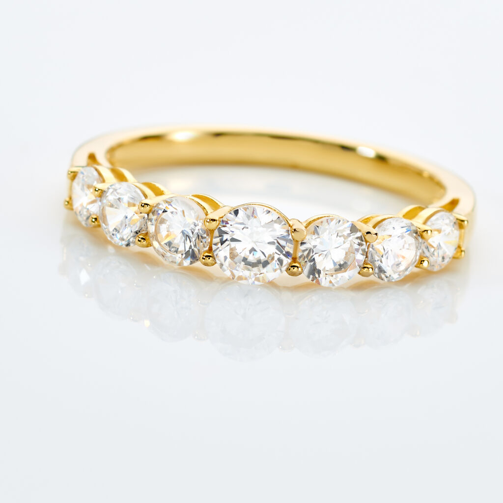 ALUREA Damen Ring Silber vergoldet 925 Zirkonia Wei&szlig; 0,400 ct