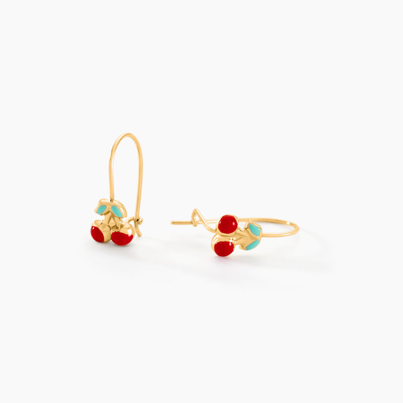 Boucles D'oreilles Or Jaune Cerises - Spannringe Kinder | OROVIVO