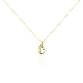 Damen Halskette Gold 375 Diamanten 0,007ct Tropfen Goccie - Ketten mit Anhänger Damen | OROVIVO