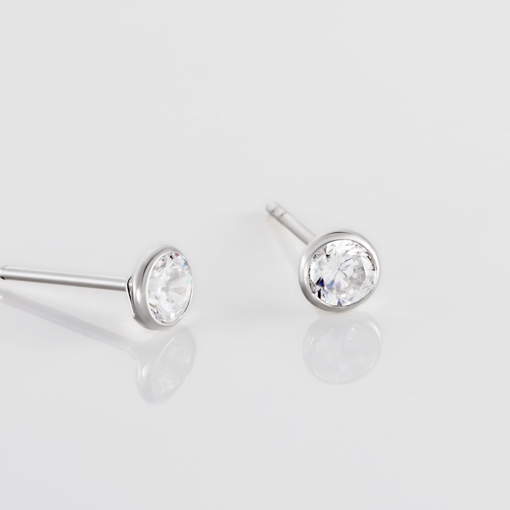 Damen Ohrstecker Weißgold 375 Zirkonia Zarge  - Ohrstecker Damen | OROVIVO