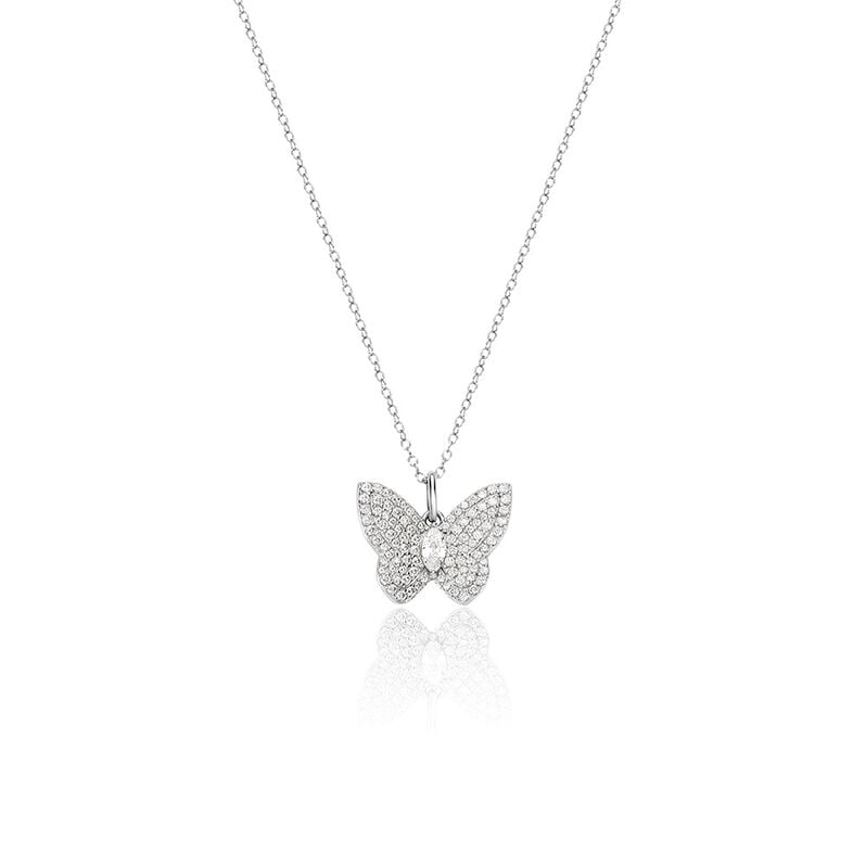 SUNA Damen Collier Silber 925 Zirkonia Weiß 0,34 ct Schmetterling - Halsketten Damen | OROVIVO