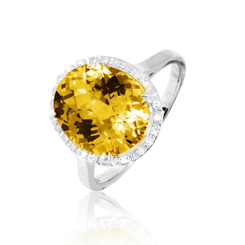 Bague Anna Or Blanc Citrine Et Diamant - Spannringe Damen | OROVIVO