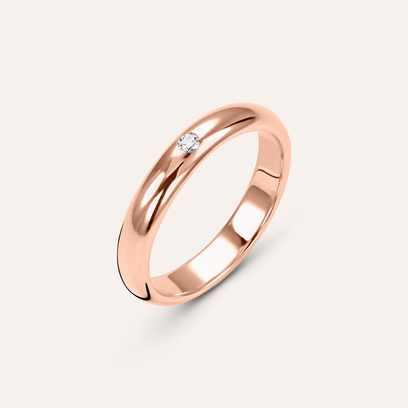 Fede Classica Leggera 3.6 mm Oro Rosa Diamante - Spannringe Unisex | OROVIVO