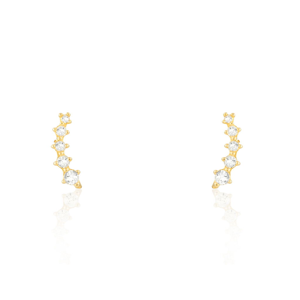 YOUSSA BARRETTES 2 Damen Ohrstecker Gold 375 (9 Karat) Zirkonia Weiß Barren - Ohrstecker Damen | OROVIVO