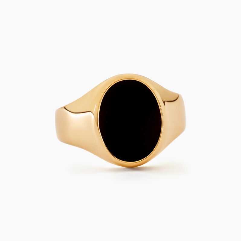 Chevaliere Or Jaune Ovale Onyx - Spannringe Herren | OROVIVO