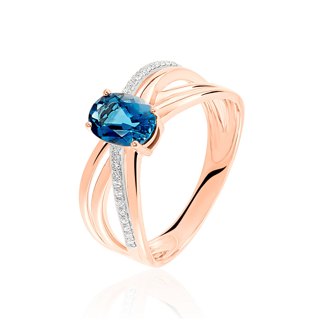 Bague Sare Or Rose Topaze Et Oxyde De Zirconium - Spannringe Damen | OROVIVO