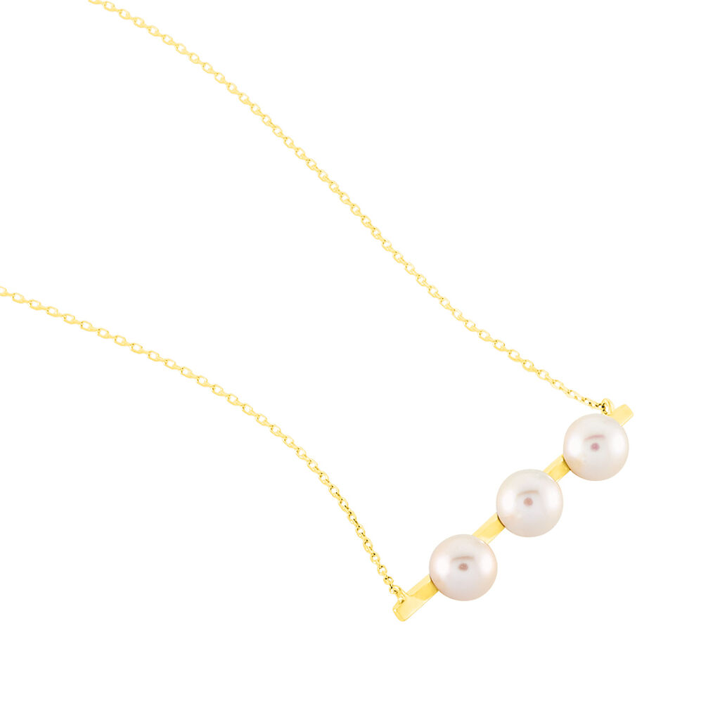 CHRISTINE Damen Collier Gold 375 (9 Karat) Zuchtperle Perlmutt Balken