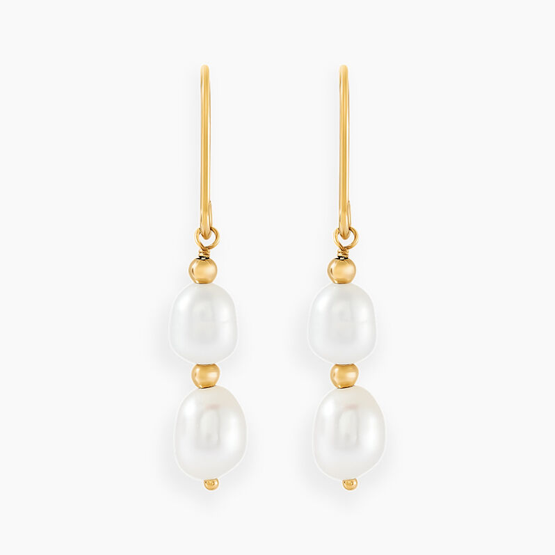 Boucles D'oreilles Pendantes Rune Or Jaune Perle De Culture - Spannringe Damen | OROVIVO