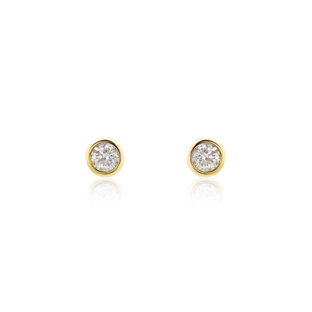 Delicate Damen Ohrstecker Gold 375 (9 Karat) Diamant Wei&szlig; 0,1 ct