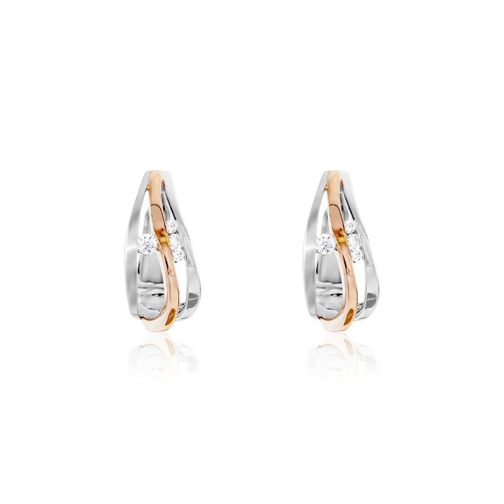 Damen Creolen Silber 925 Bicolor Zirkonia  - Creolen Damen | OROVIVO