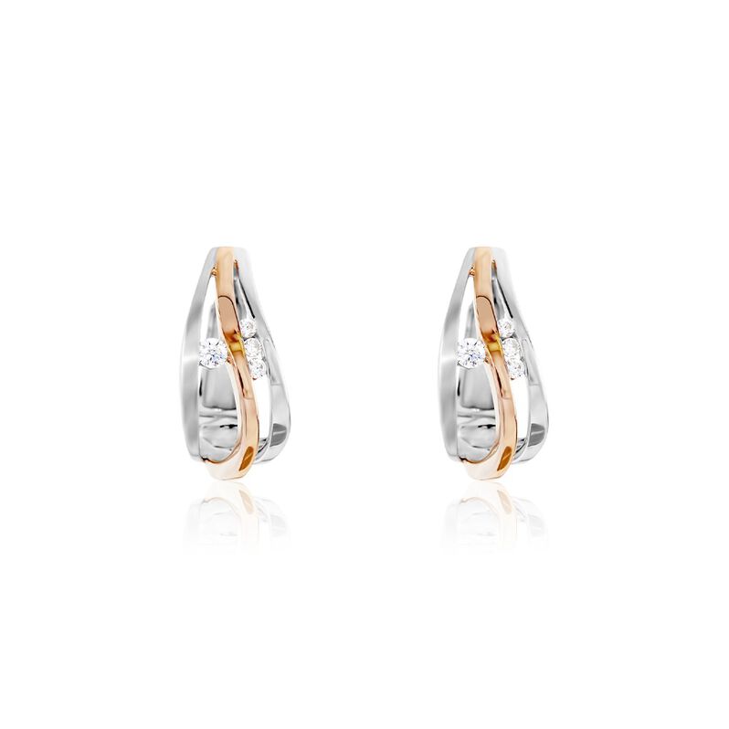 Damen Creolen Silber 925 Bicolor Zirkonia  - Creolen Damen | OROVIVO