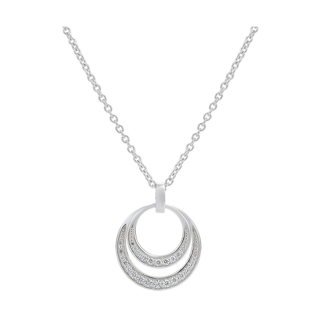 Damen Collier Silber 925 Zirkonia Wei&szlig; Kreis