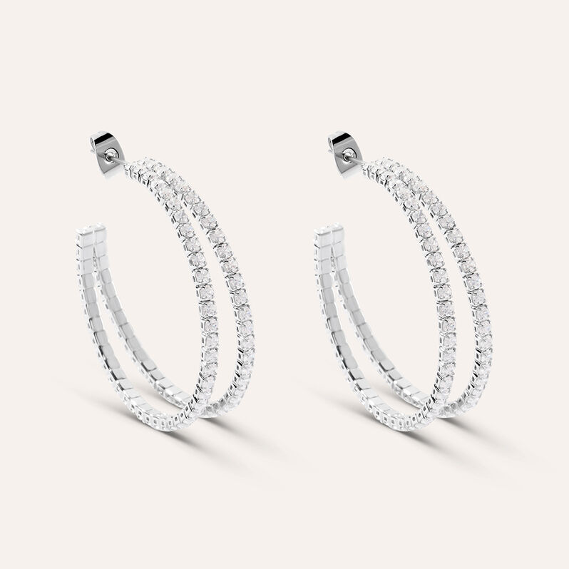 Orecchini A Cerchio Romantic Shine Metallo Cristallo - Spannringe Damen | OROVIVO