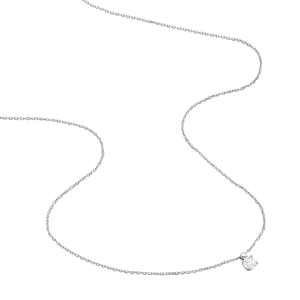 Damen Collier Weißgold 375 Zirkonia Kreis Krappe 6 - Halsketten Damen | OROVIVO