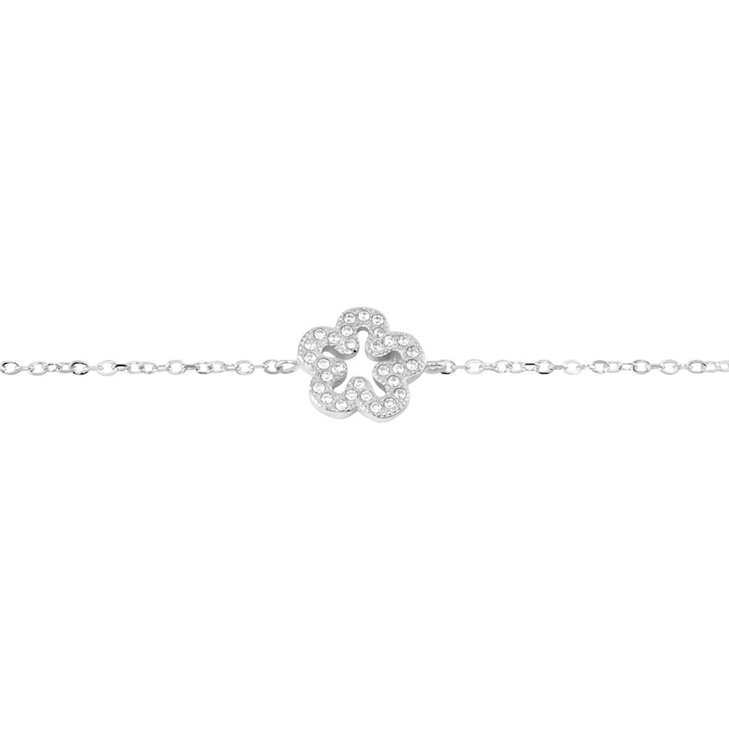 ELODIA Damen Armband Silber Silber 925 Zirkonia Wei&szlig; 0,220 ct Blume B 0,3 mm