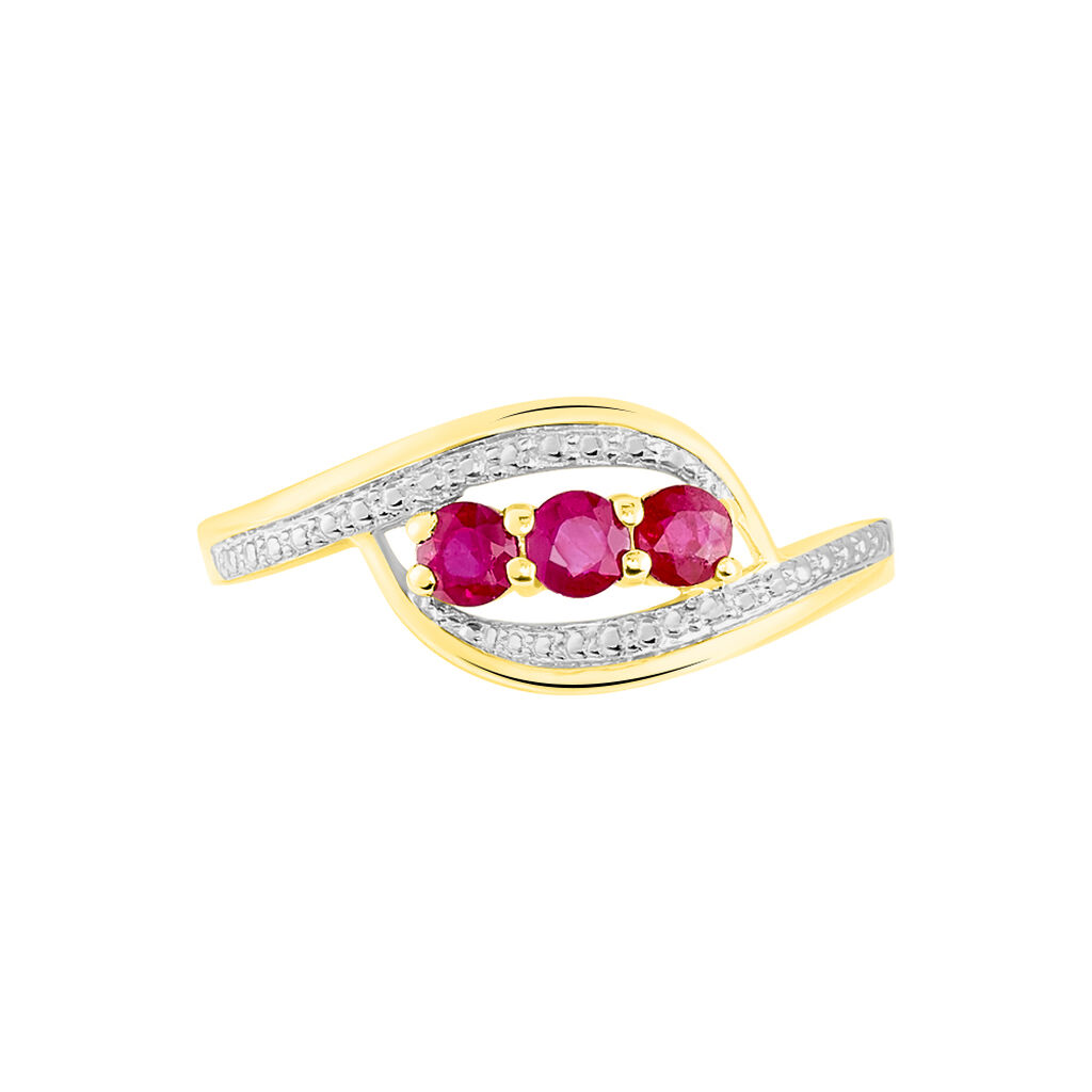 TRILOGIE PRECIEUSE Damen Ring Gold Bicolor 375 (9 Karat) Rubin Rot 0,48 ct Oval