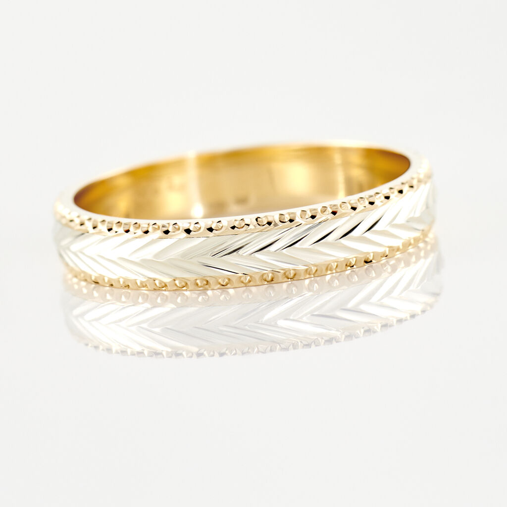 Alliance Or Bicolore Jaune Et Weiss Marzelle Fantaisie - Spannringe Unisex | OROVIVO