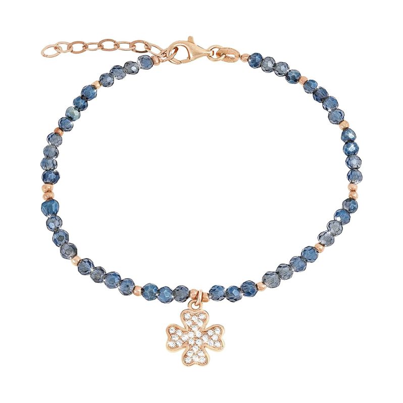 Bracciale quadrifoglio in argento dorato zirconi e cristalli - Spannringe Damen | OROVIVO