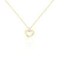 Damen Collier Gold Bicolor 375 Diamant 0,01ct Barren Herz Herz 24