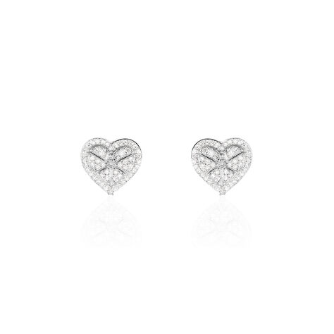 Damen Ohrstecker Weißgold 375 Diamant 0,23ct Herz - Ohrstecker Damen | OROVIVO