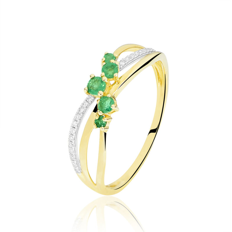 Bague Amarylis Or Jaune Emeraude Diamant - Spannringe Damen | OROVIVO