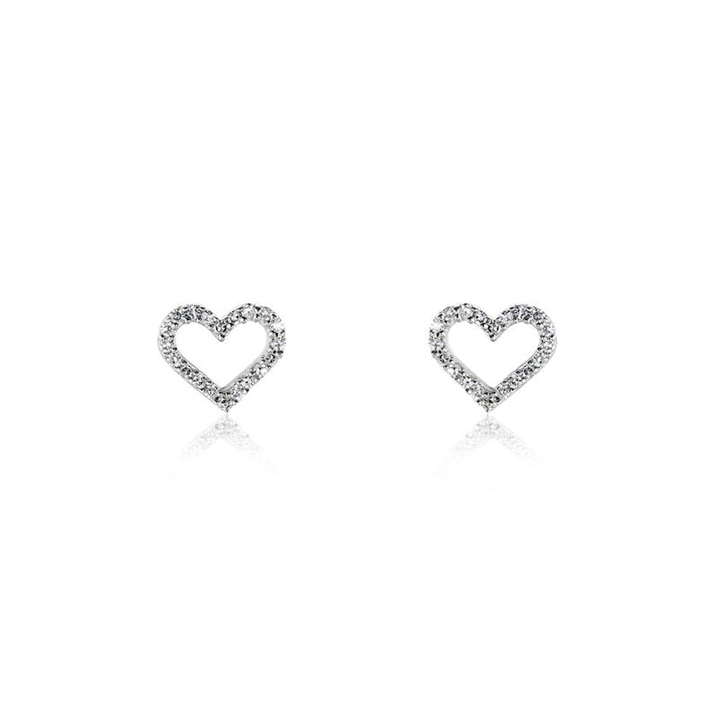 Damen Ohrstecker Weißgold 375 Diamant 0,06ct Herz Herz Glamour  - Ohrstecker Damen | OROVIVO