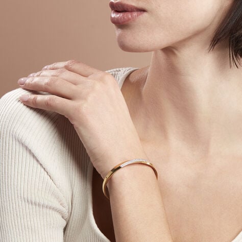 NURTEN Damen Armreif / Armspange Vergoldet Zirkonia Weiß - Armreifen Damen | OROVIVO