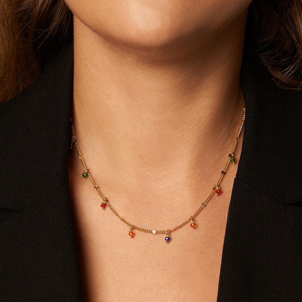 Damen Collier Silber vergoldet 925 Glas Multicolour Romana 1,10mm - Halsketten Damen | OROVIVO