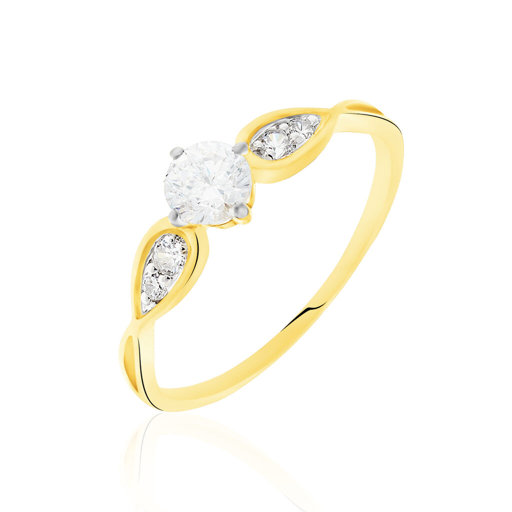Solitaire Or Jaune Petales Oxydes - Spannringe Damen | OROVIVO
