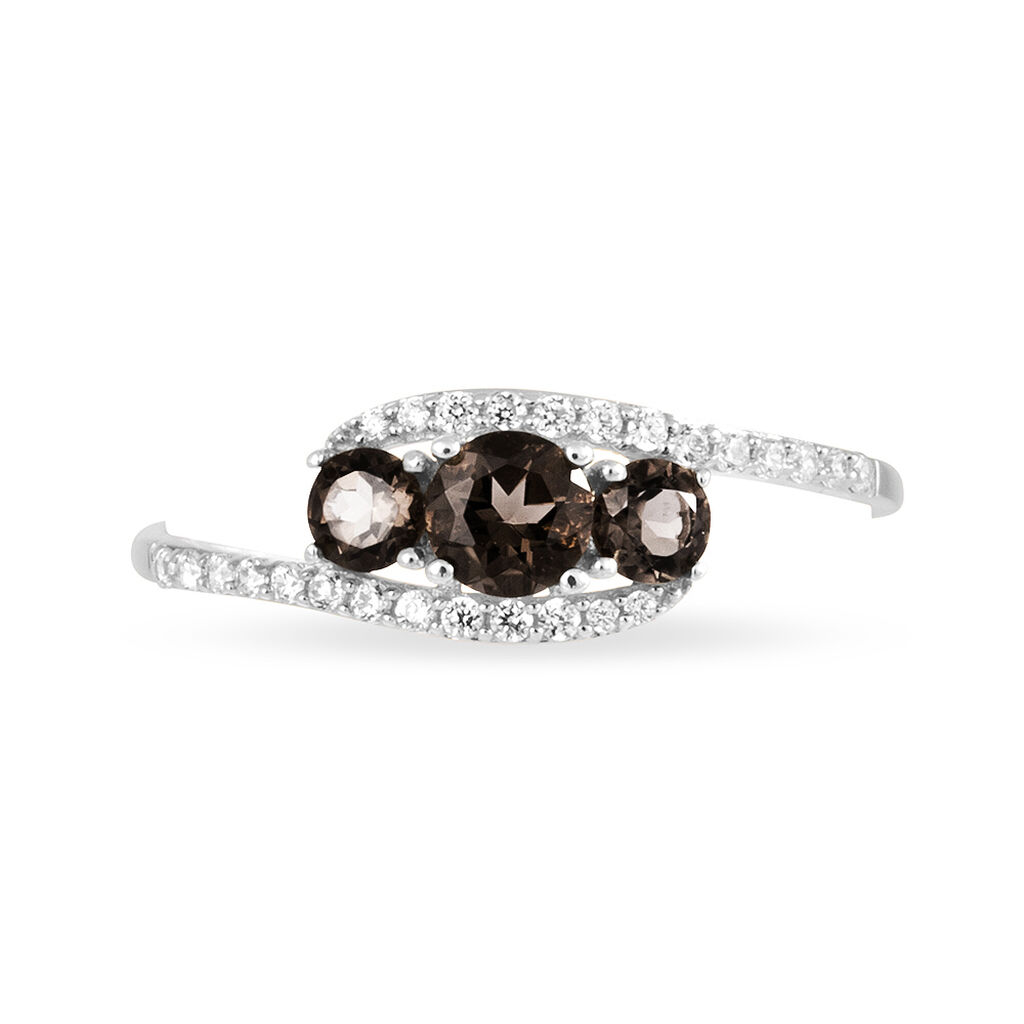 Bague Chloe Or Blanc Quartz Et Oxyde De Zirconium - Spannringe Damen | OROVIVO