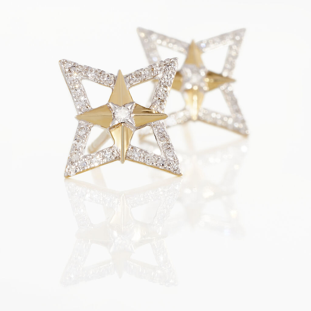 Boucles D'oreilles Puces Aryanne Or Jaune Diamant - Spannringe Damen | OROVIVO