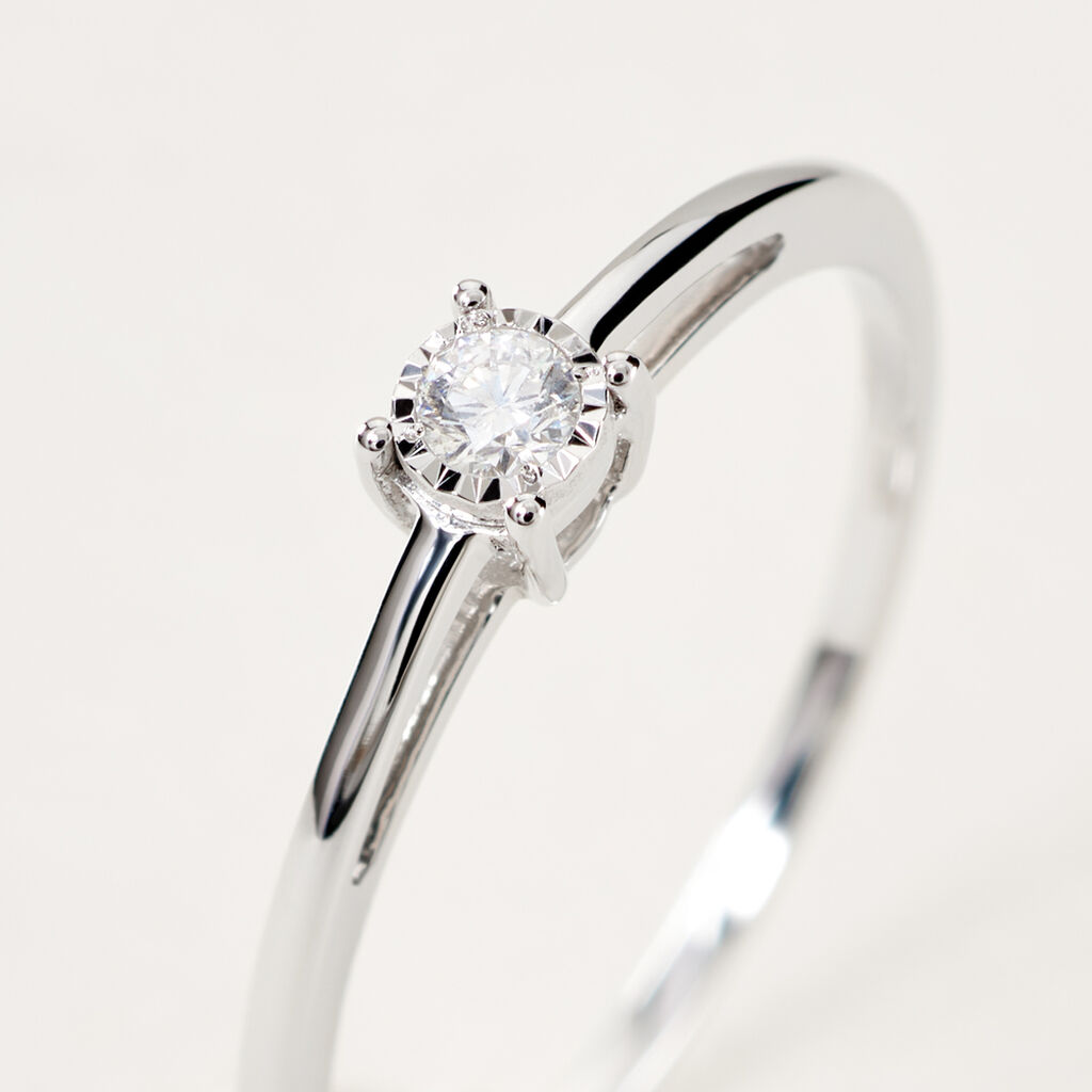 Damen Ring Weißgold 375 Diamant 0,07ct Viereck Illusion Pastille  - Ringe mit Stein Damen | OROVIVO