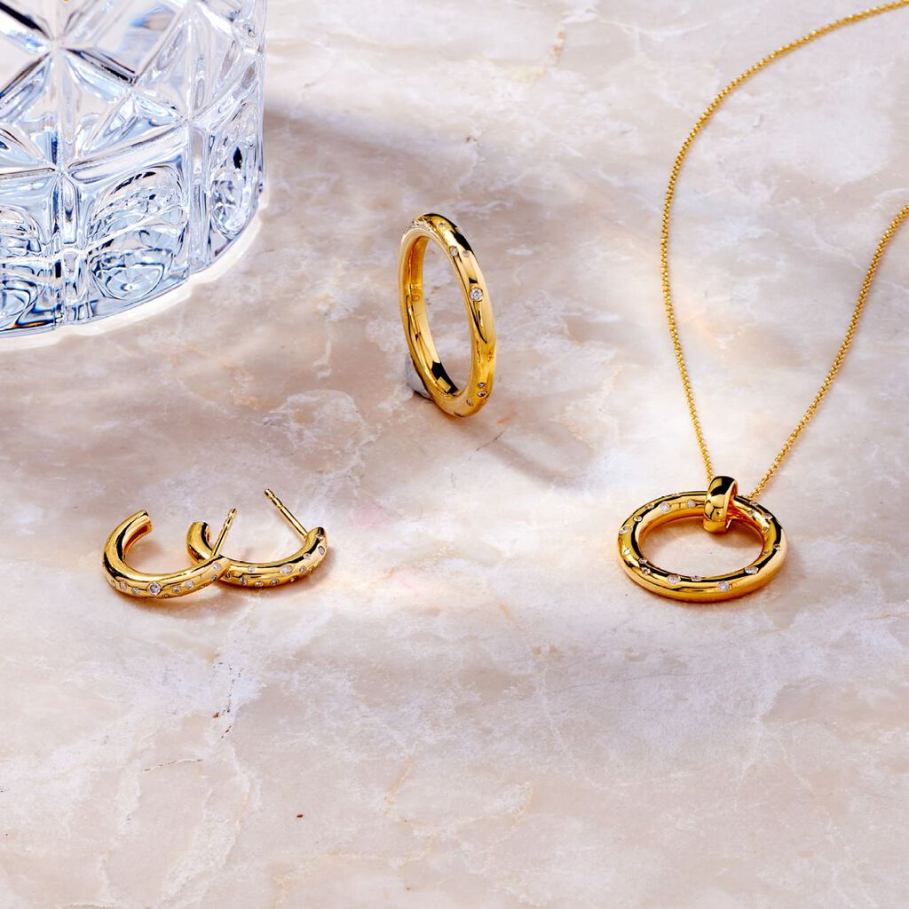 Damen Collier Gold 375 Diamant 0,16ct Kreis Delia Ov - Halsketten Damen | OROVIVO