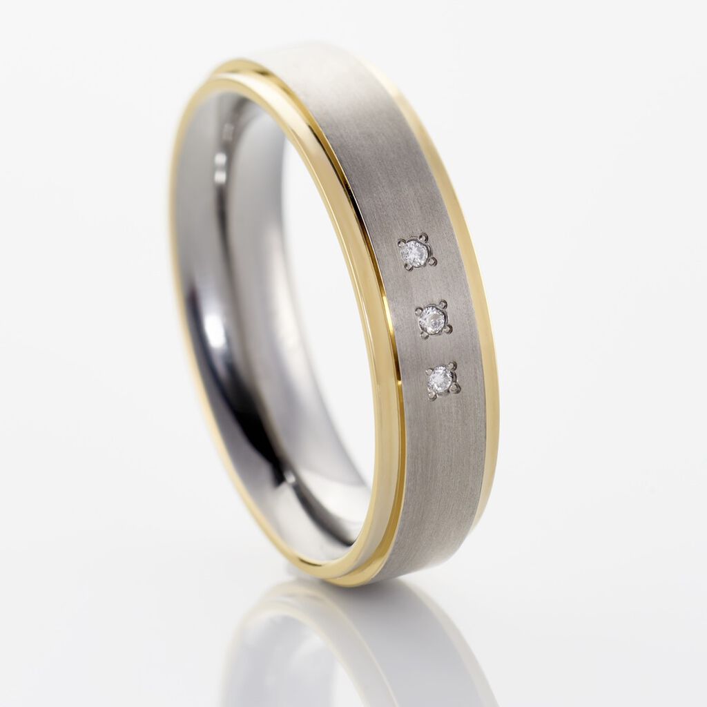 Damen Ring Titan Bicolor Diamant 0,02ct Sidania  - Ringe mit Stein Damen | OROVIVO