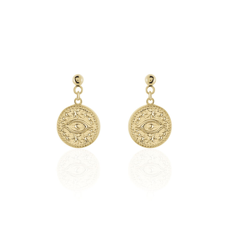 Boucles D'oreilles Plaque Or Taneya Pendantes Formes Rondes - Spannringe Damen | OROVIVO