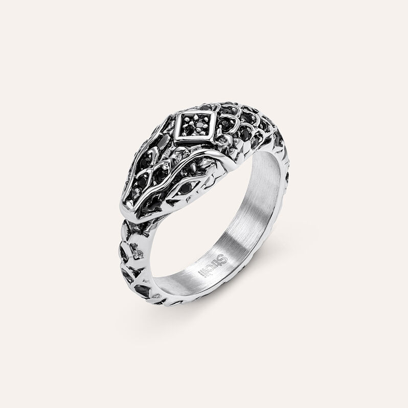 Anello Fantasia Man Code Acciaio Cristallo - Spannringe Herren | OROVIVO