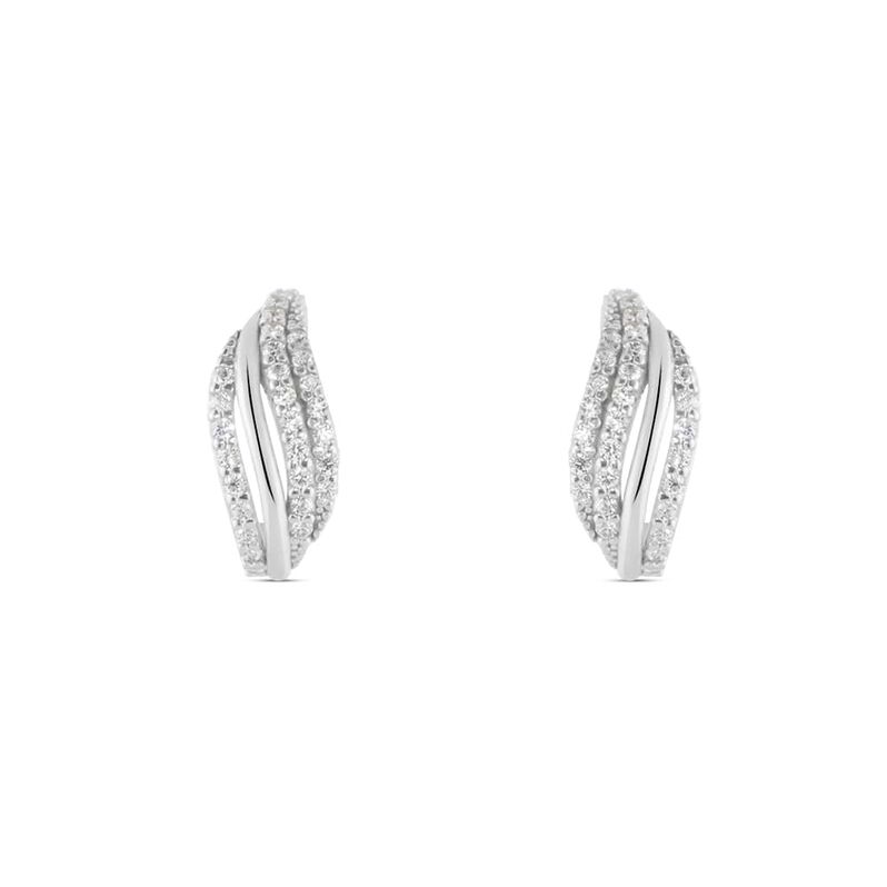 Orecchini A Cerchio Claire Oro Bianco Cubic Zirconia - Spannringe Damen | OROVIVO