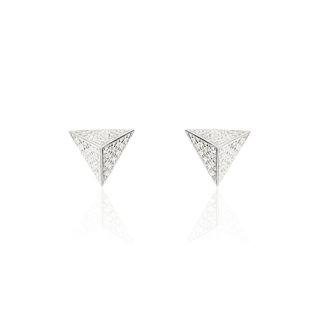 AMELLIA DREIECK 7 Damen Ohrstecker Silber 925 Zirkonia Wei&szlig; Dreieck