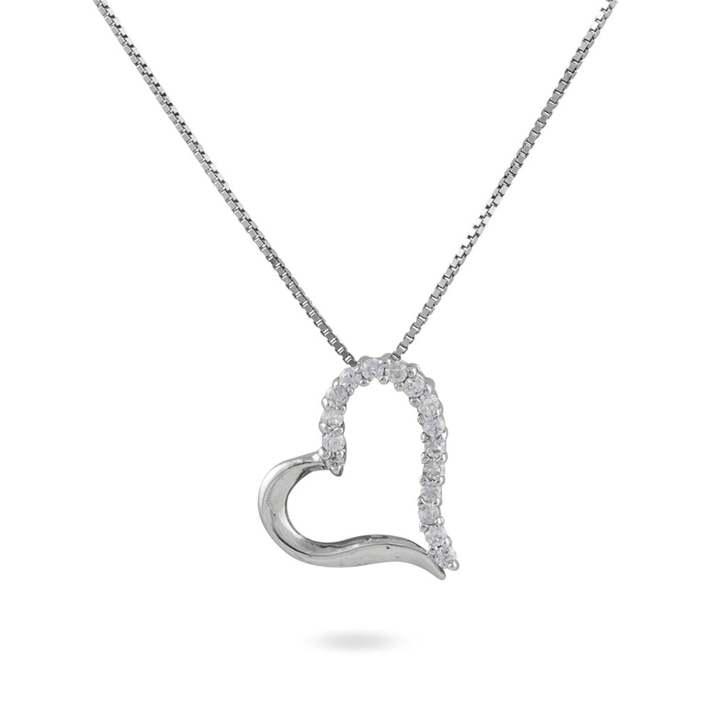 Thumbnail - Damen Halskette Silber 925 Zirkonia Herz, Collier mit Stein