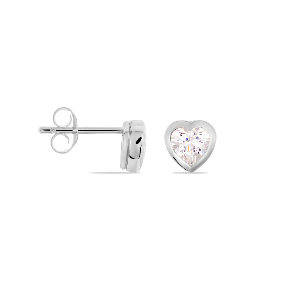 ASHLEY HERZ 15 Damen Ohrstecker Silber 925 Zirkonia Wei&szlig; Herz