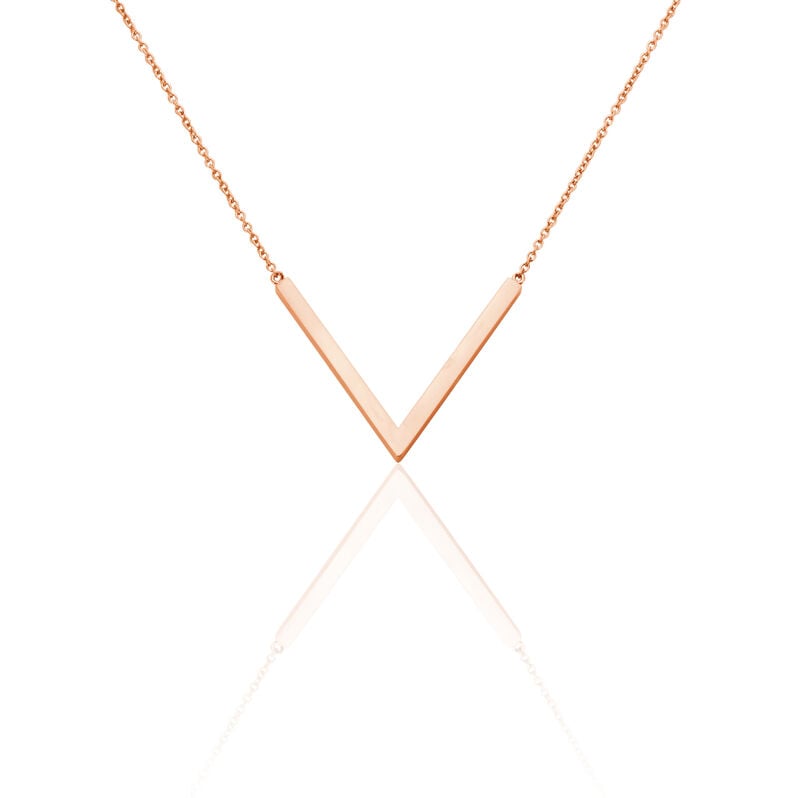 MASTIKA Damen Collier Edelstahl rosevergoldet Buchstabe V - Halsketten Damen | OROVIVO