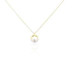 Damen Halskette Gold 375 Zirkonia rhodiniert Kreis - Ketten mit Anhänger  | OROVIVO