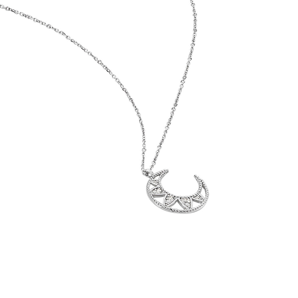 Collier Or Weiss Roxine Lune Diamants - Spannringe Damen | OROVIVO