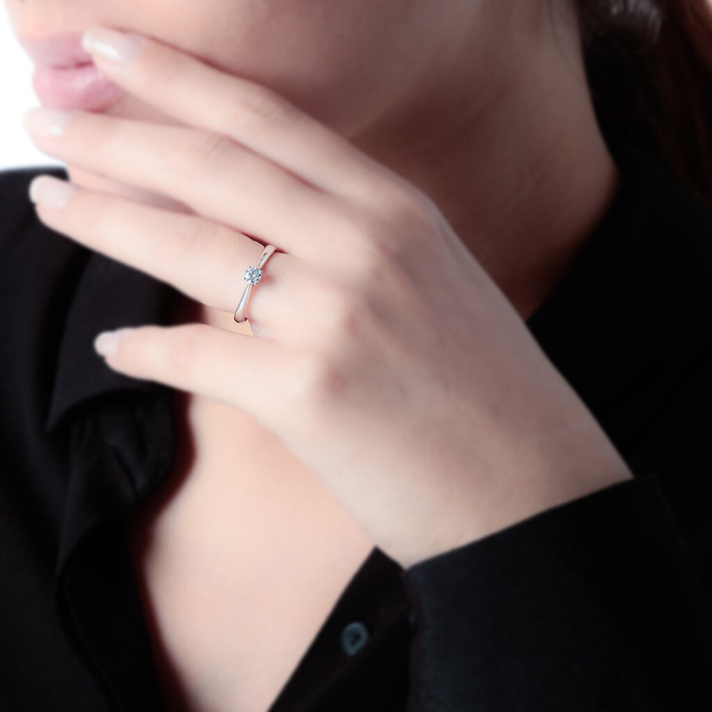 Bague Solitaire Victoria Or Blanc Diamant - Spannringe Damen | OROVIVO