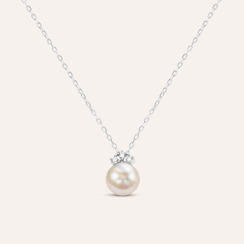 Collana Gold Pearls Oro Bianco Perla D'Acqua Dolce Diamante - Spannringe Damen | OROVIVO