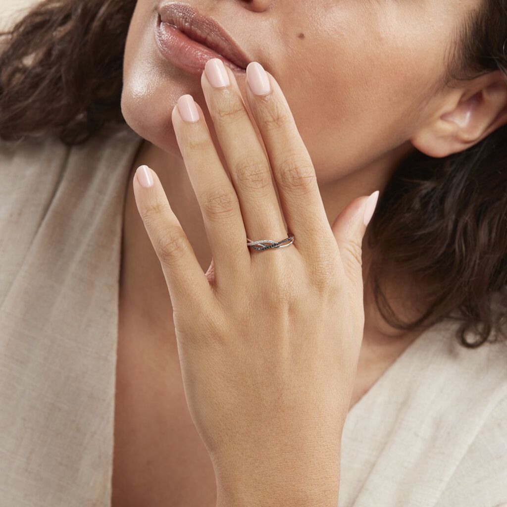 Bague Or Weiss Vagues Et Diamants - Spannringe Damen | OROVIVO
