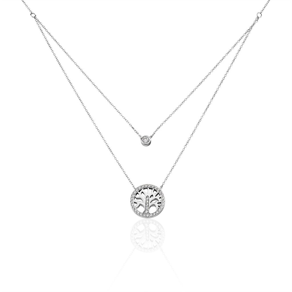 🦚 Damen Collier Silber 925 Zirkonia, Collier mit Stein 🦚 Damen Collier Silber 925 Zirkonia, Collier mit Stein